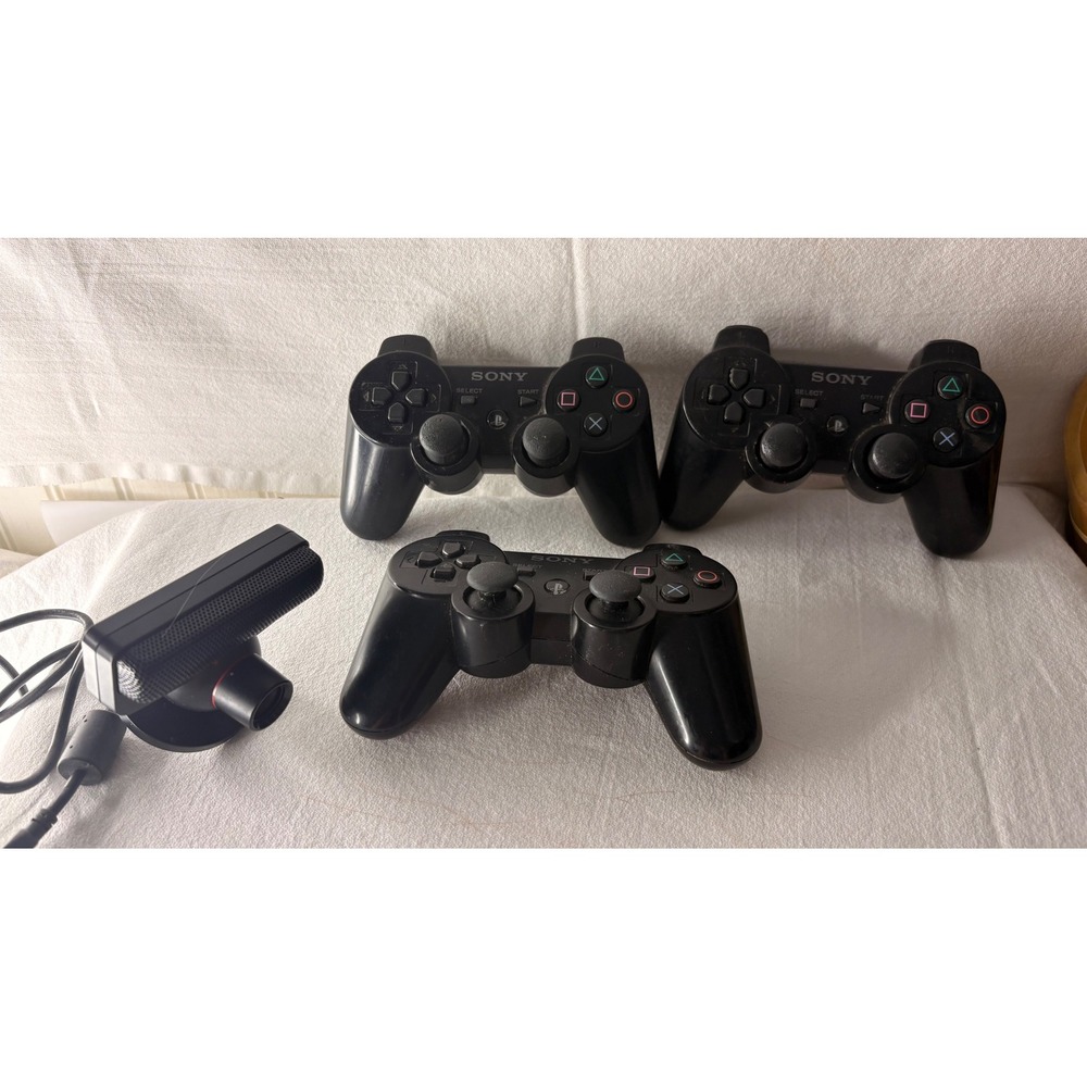 Sony PlayStation 3 PS3 3 DualShock 3 Sixaxis Controllers & PS Eye Camera Bundle